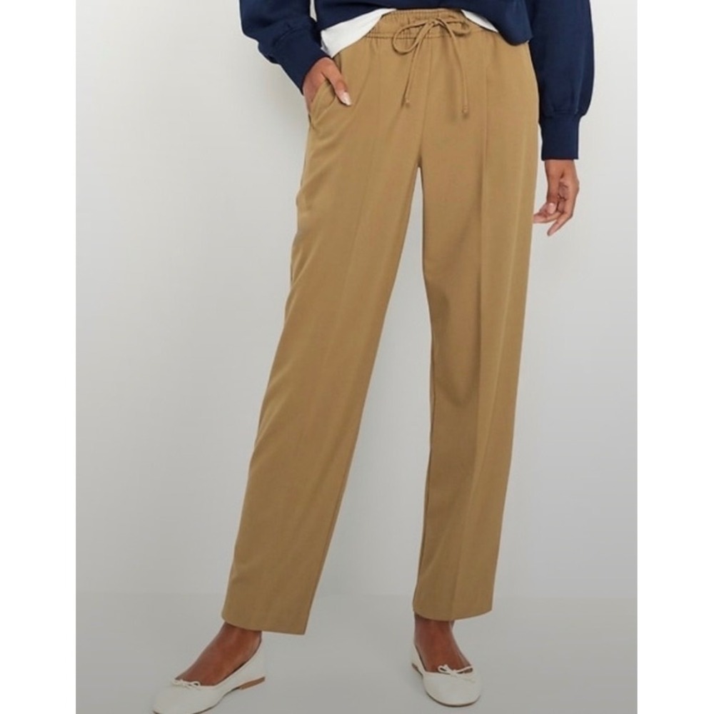Old Navy Billie High-Rise Ankle Pants Reishi Camel Tan Pleated Trousers M NWT